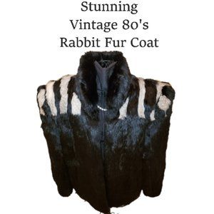 Womens Vintage Rabbit Fur Coat
